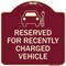 Signmission Reserved for Recently Charged Vehicle W/ Graphic Heavy-Gauge Aluminum Sign, 18" x 18", BU-1818-23178 A-DES-BU-1818-23178 - alternate 1